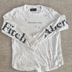 Abercrombie & Fitch White and purple fleck Long Sleeve Tee Mens Medium